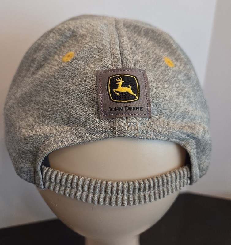 John Deere Toddler Elasticback Soft Baseball Style Cap Hat Gray Yellow Bulldozer gallery