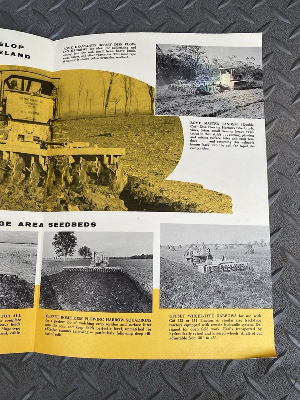 Rome Disk Plowing Harrows 2 page Foldout Sales Brochure 1956 gallery