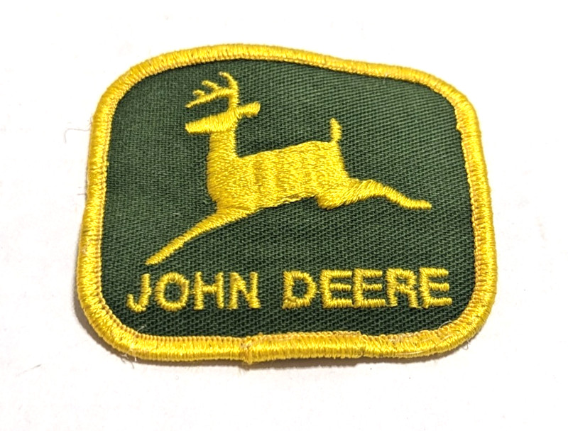 John Deere Patch Vintage 2 Leg Leaping Embroidered 1960s Design 2 5/8″ Sew On