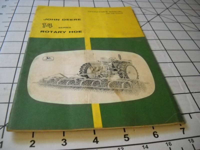 1962 John Deere 14 Series Rotary Hoe Operator’s Manual OM-N97530N. USED & WORN