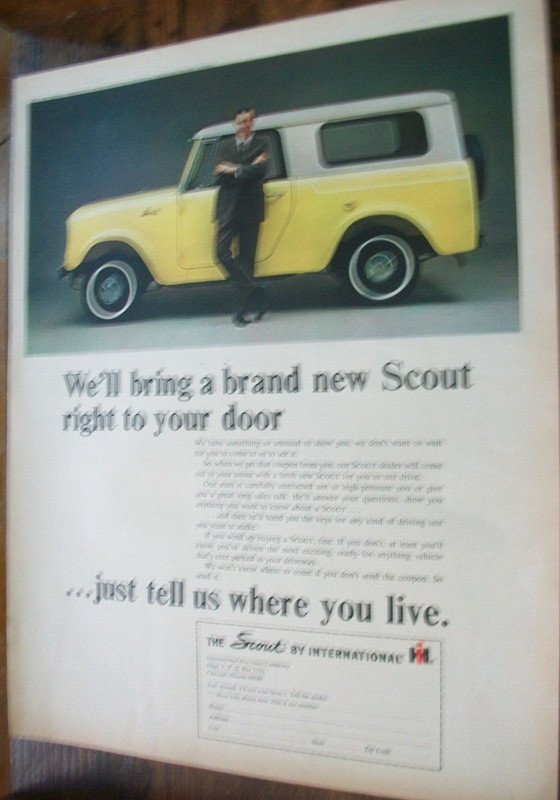 1965 IH International SCOUT large mag truck car ad w/ coupon