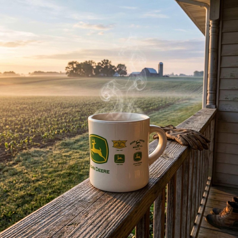 John Deere Historical Logo 8oz Cream Diner Mug 6956 gallery