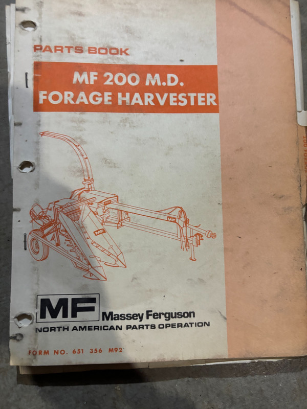 Massey Ferguson 200 M.D. Forage Harvesters Parts Book Manual MWPA26