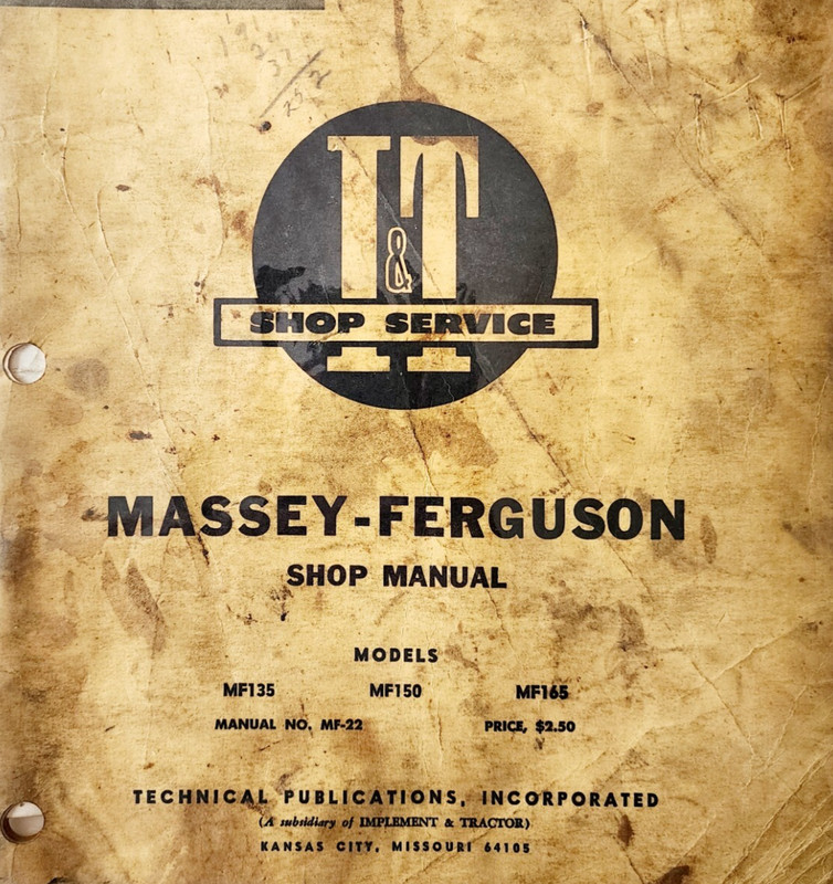 1960-70s Massey Ferguson Shop Manual Implement Tractor MF135 MF150 MF165 DWUU2