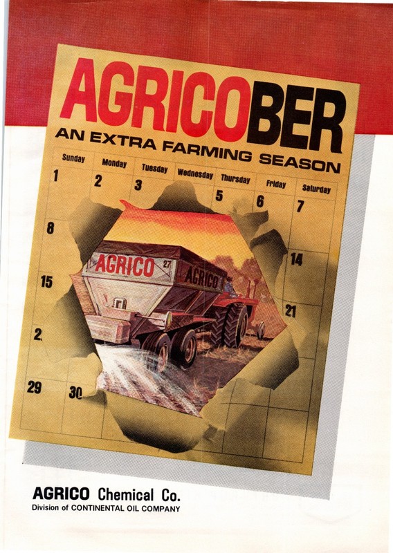 1968 Agrico Chemical Co. Agricober Tractor Calendar Vintage 60's Print Ad