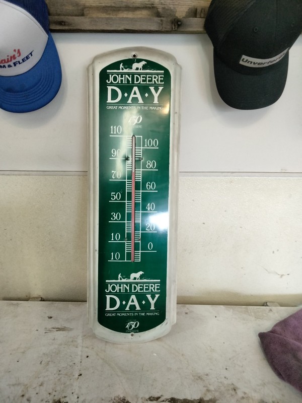 Rare Vintage John Deere DAY thermometer 1837-1987 150 Years 27”x8.5”