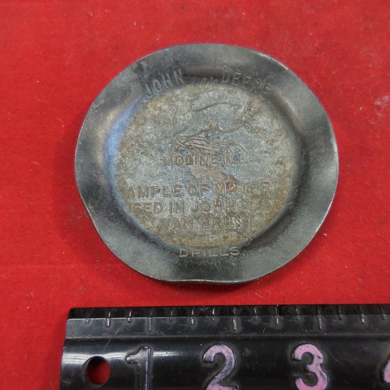 2 Vintage John Deere Salesman’s Sample Ashtray Van Brunt Steel Box Drills #sp