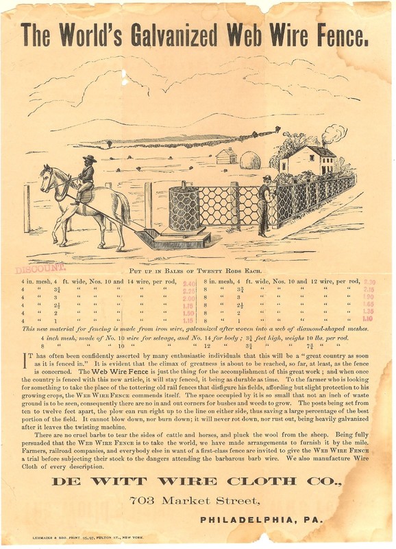 Vintage World’s Galvanized Web Wire Fence Full Page Paper Advertisement Phila PA