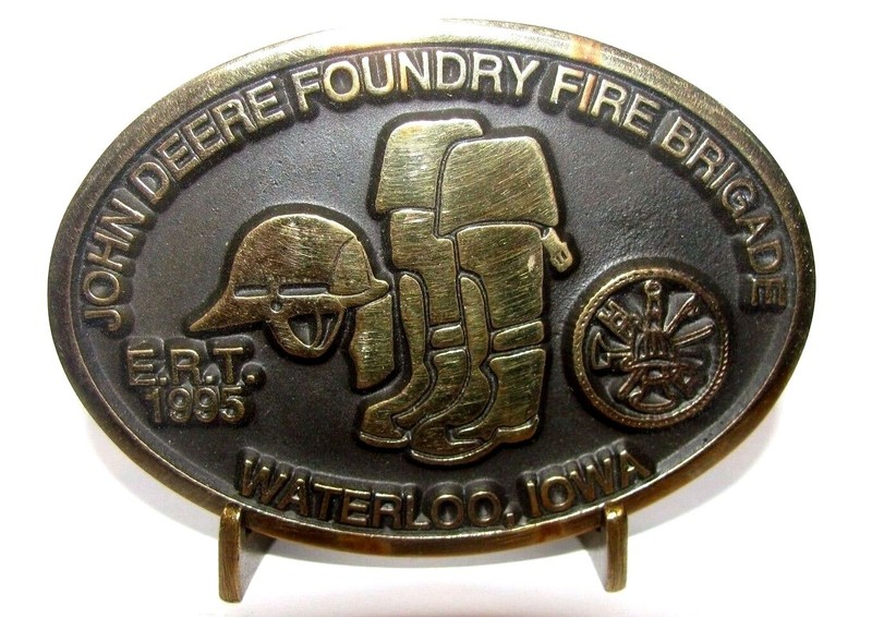 John Deere Waterloo Foundry FIRE BRIGADE ERT Belt Buckle 1995 Employee 1 of 110