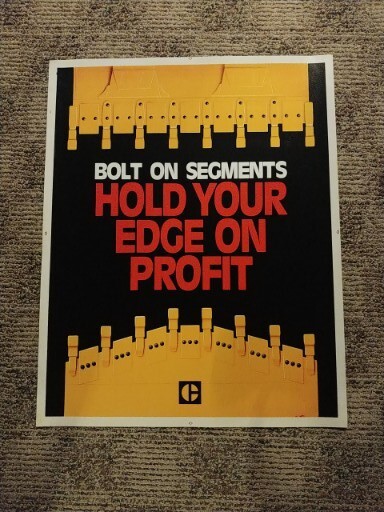 Vintage CATERPILLAR Tractor Co CAT BOLT ON SEGMENTS Poster 23″ x 29″