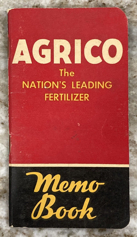 AGRICO Fertilizer Memo Booklet 1947 Agriculture Advertisement Memo Book A992