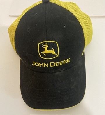 John Deere Trucker Hat Cap Black Yellow Mesh Snapback Martin Equipment OSFM