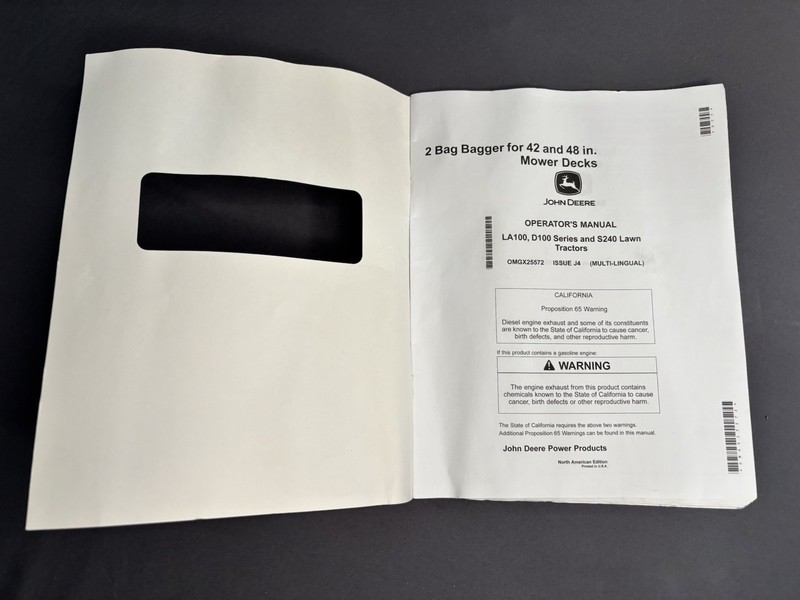John Deere LA100 D100 Series & S240 Lawn Tractors Operators Manual OMGX25572 J4 gallery