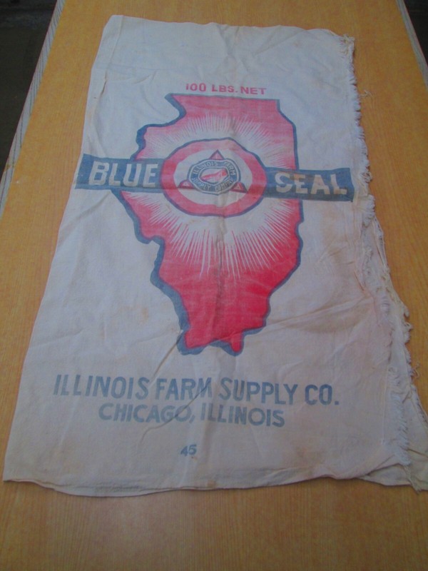 Vtg Blue Seal ILL Farm Supply Chicago ILL Cloth Bag Sack 100 LBS