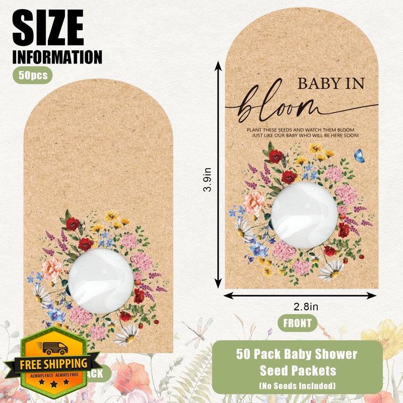 FYSUIMU 50Pcs Wildflower Seed Packets Kraft Envelopes 2.8x3.9 Inch gallery