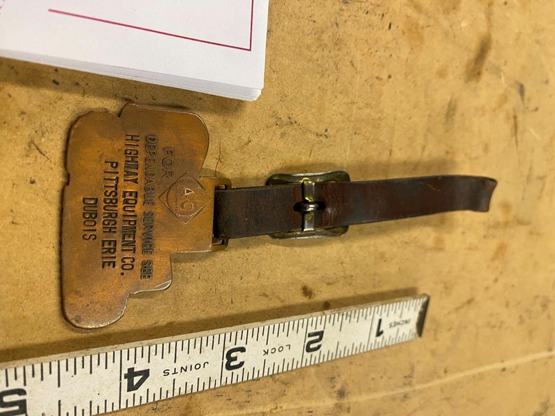 Vtg Allis-Chalmers tractor watch fob Highway Equipment Co Pgh dubois Advertising gallery