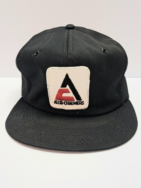 Vintage 70s/80s Allis Chalmers Black Farmers Snapback Hat Farm Equipment Rarecap