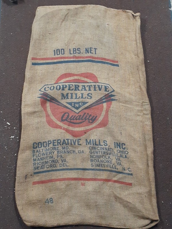 Vintage Burlap Feed Sack 100lb Cooperative Mills Inc Quality