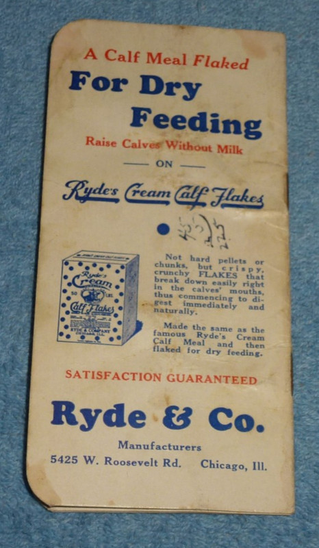 Vintage Ryde & Co Cream Calf Meal Flakes Chicago Illinois Pocket Memo Notebook gallery