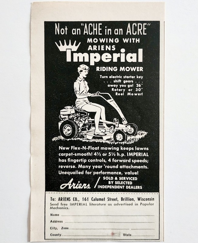 1960 Ariens Imperial Riding Lawn Mower Advertisement Vintage Agriculture DWF26 gallery