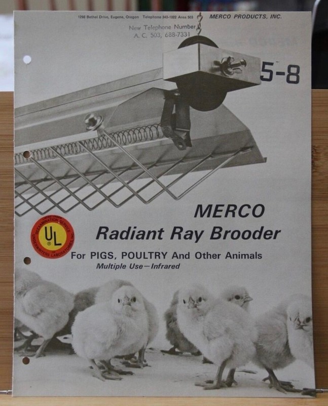 Dealer Brochure MERCO Radiant Ray Brooder Pigs Poultry Livestock Eugene Oregon