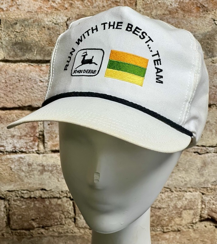 Vintage John Deere Run With The Best Trucker Snapback Hat Louisville Mfg Tractor
