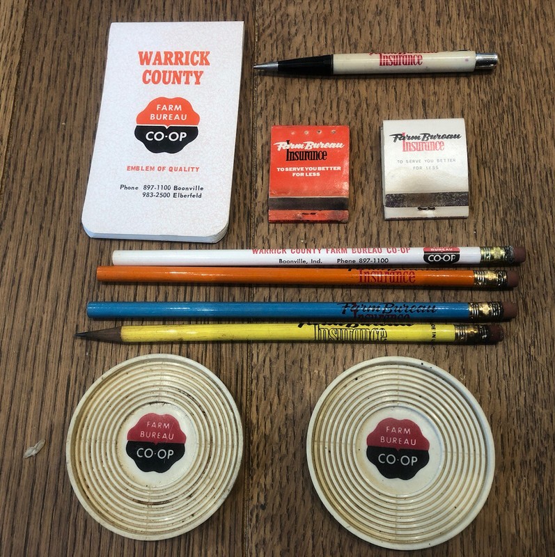 Vintage Lot Farm Bureau Insurance & Co Op Matchbooks Pencil Coaster Boonville IN