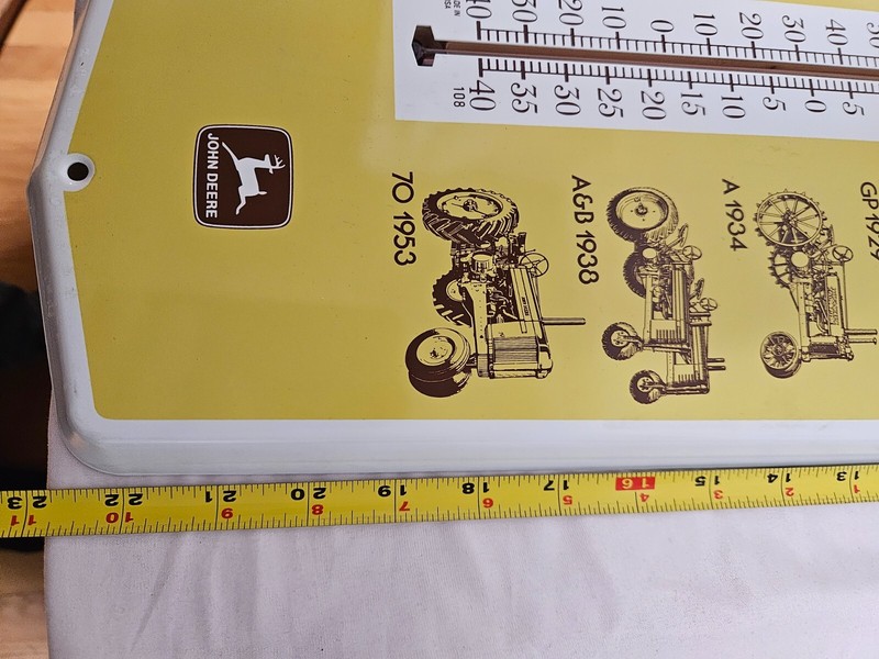 JOHN DEERE VINTAGE WALL THERMOMETER WITH ANTIQUE TRACTOR MODELS NIB gallery