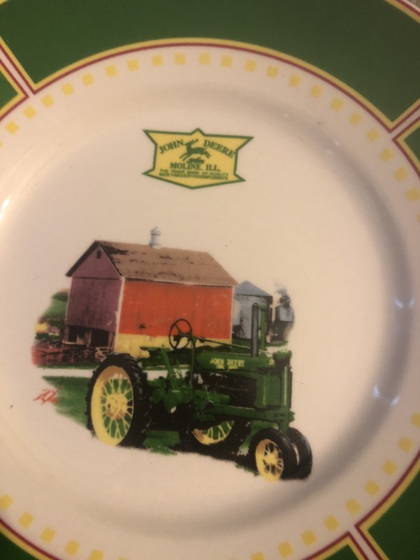 John Deere Tractor 9″ Salad Plate With Barn Lot Of 3