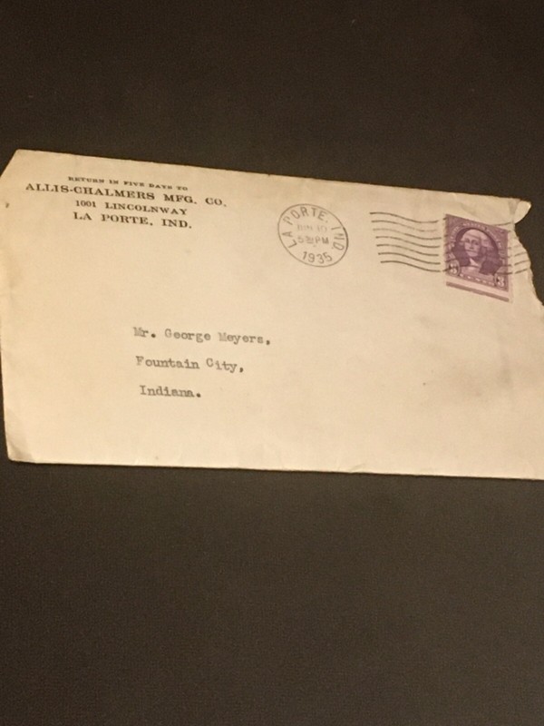 1935 Allis Chalmers Tractor Letter 3 cent purple Washington Stamp gallery
