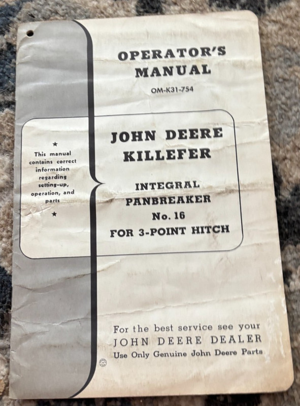 John Deere No. 16 Integral Panbreaker Operator’s Manual FCCA25