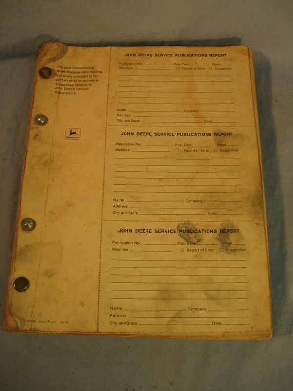 Vintage 1975 Parts Catalog John Deere 6600 Combine