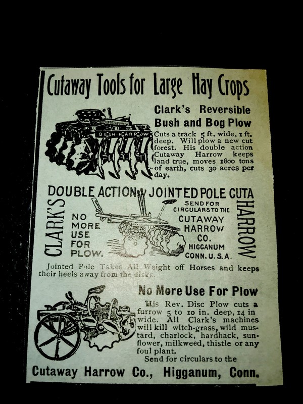 1907 Cutaway Harrow Co. Farm Advertising – Higganum – Connecticut