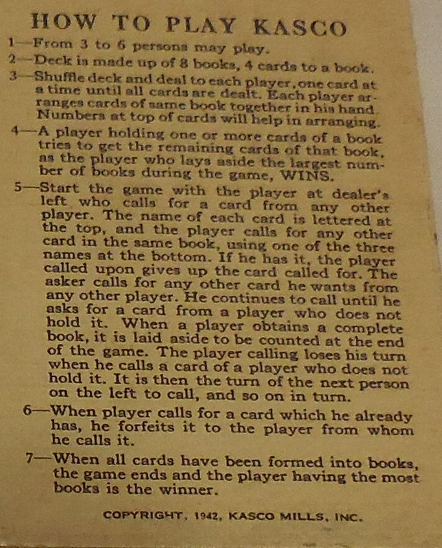 1942 ad Play Everbody's Game Kasco mills Toledo Ohio Playing Cards Feeds VTG gallery