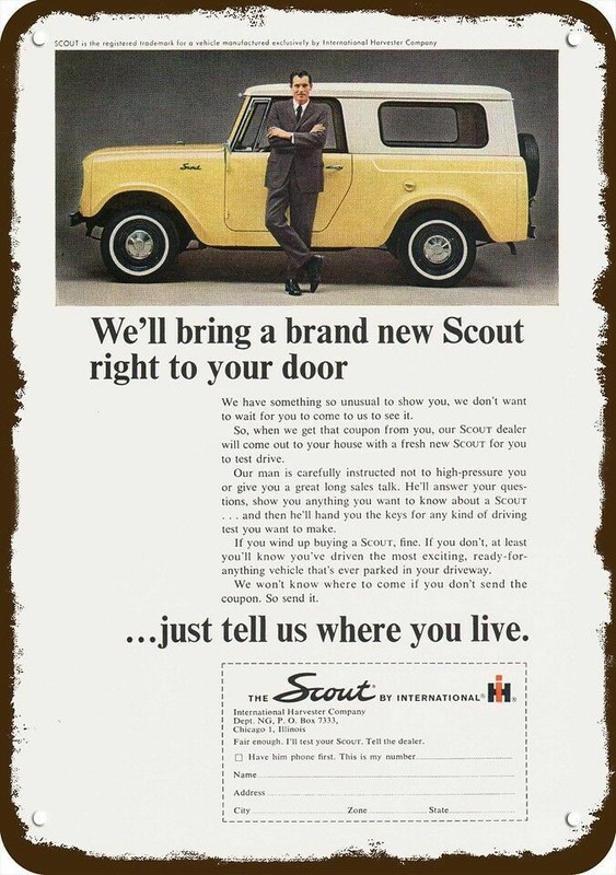 1964 INTERNATIONAL HARVESTER SCOUT 4X4 VintageLook DECORATIVE REPLICA METAL SIGN