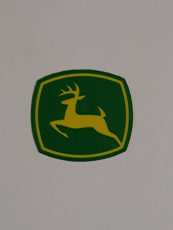 JOHN DEERE LABEL STICKER DECAL WINDOW LAPTOP LEAPING DEER GREEN YELLOW JD5867