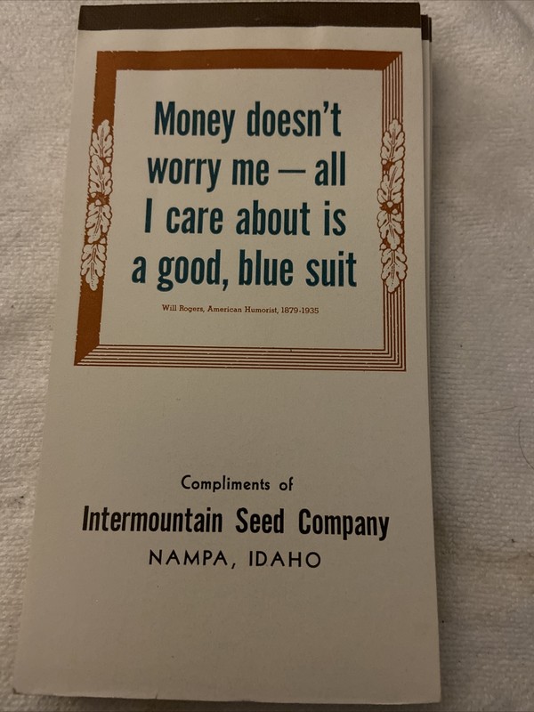 Intermountain Seed Company 1943 Motivational VTG Monthly Calendars Nampa, Idaho gallery