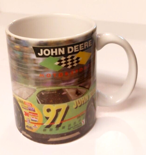 John Deere Motorsports Coffee Mug Teacup Nascar Racecar VTG 1998