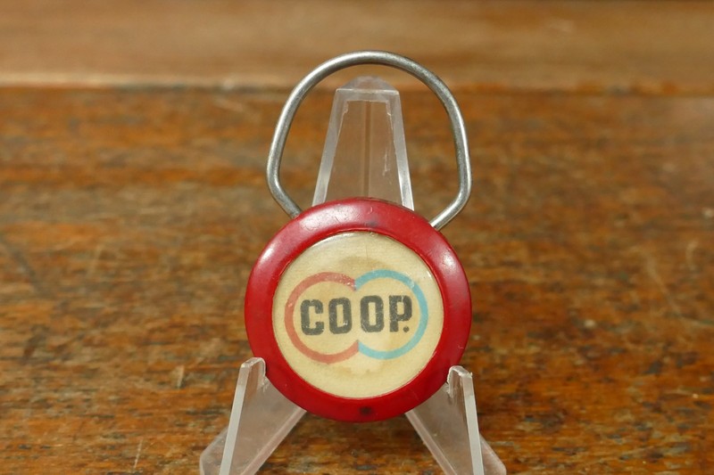Vintage COOP Cooperative Gasolines Gas Co-op Red Advertising Keychain Key Ring
