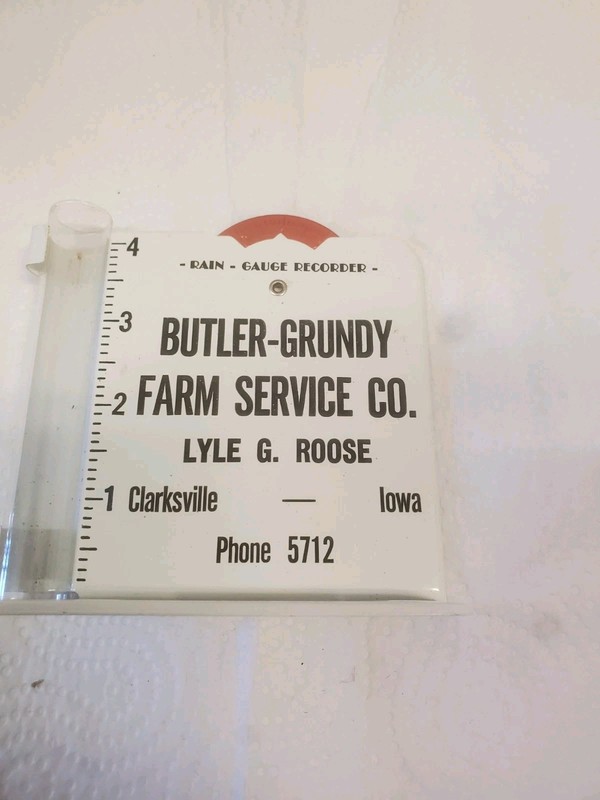 Metal Rain Guage Butler Grundy Farm Service Clarksville Iowa Lyle G Roose County gallery
