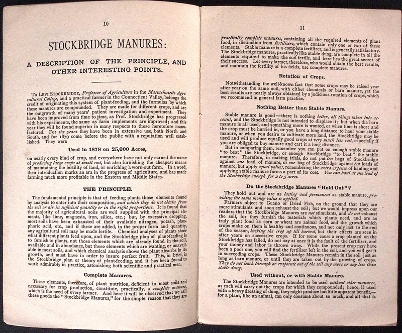 1879 Stockbridge Manures Bowker Fertilizer Co Catalog J.S. Reed & Bro Agents gallery