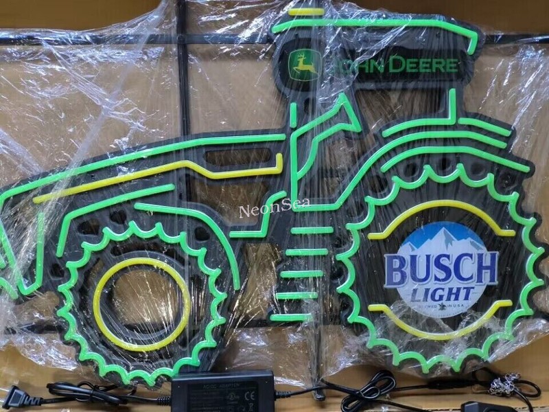 "Busch Light" John Deere Farm Tractor Beer Neon Sign Light Lamp 31" gallery