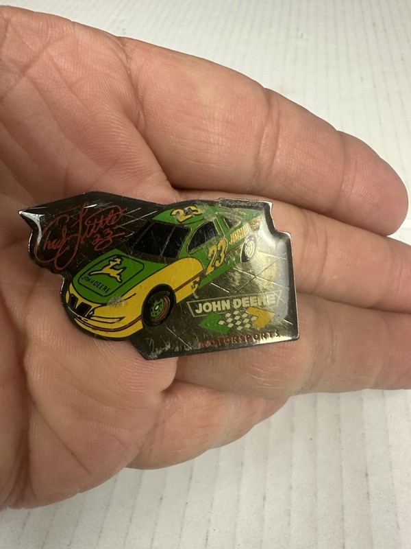 Vintage Tonkin John Deere Motorsports 23 Chad Little NASCAR Racing Hat Lapel Pin