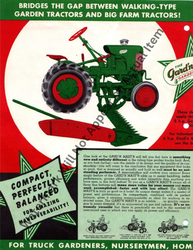 Gard’n Mast’r G Sales Literature Brochure Vintage Photograph Print 8.5×11″
