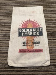 Vintage Golden Rule Hybrids Seed Corn Cloth Bag Farm Feed Sack Graymont Illinois