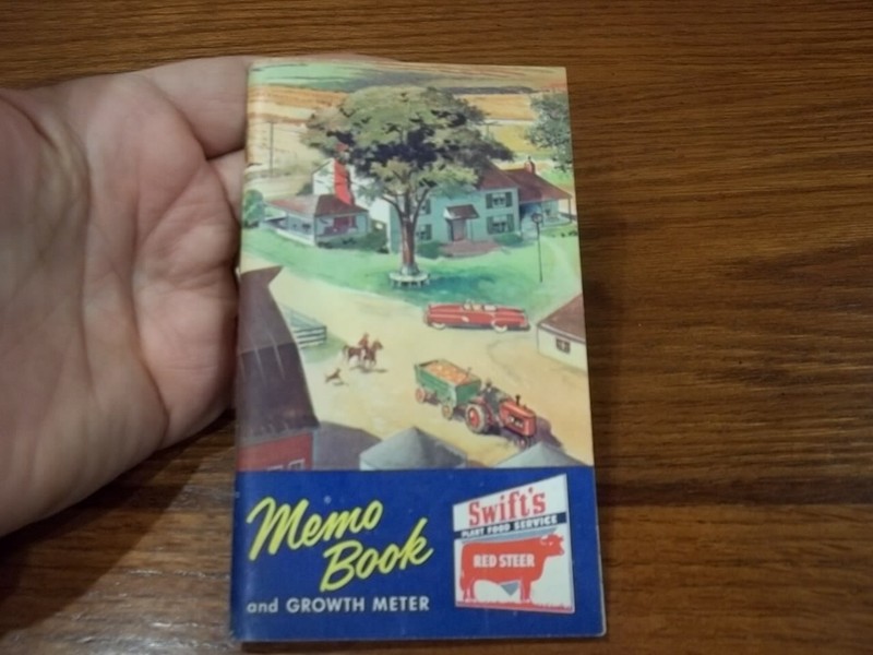 1955 Swift’s Red Steer Memo Book & Growth Meter Agriculture Farm Animals