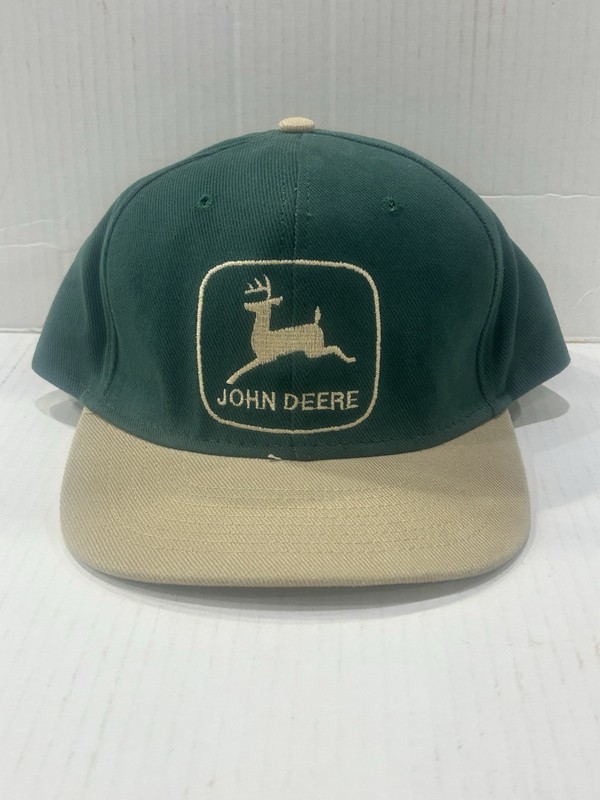 VTG-80’s-90’s John Deere Solid Hunter Green/Beige Leaping Deer Logo & Bill Hat