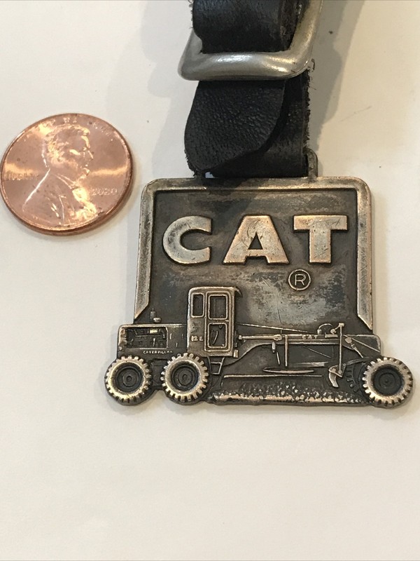 Vintage Caterpillar Inc Pocket Watch Fob Motor Grader (CAT) Brass Equipment
