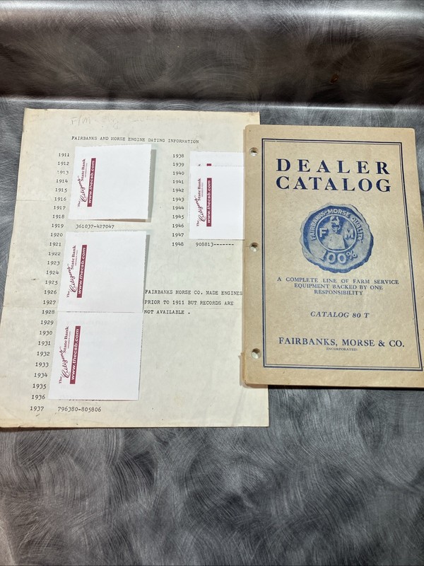 Vintage Fairbanks Morse & Co. 80 T Farm Equipment Dealer Catalog W/extras!