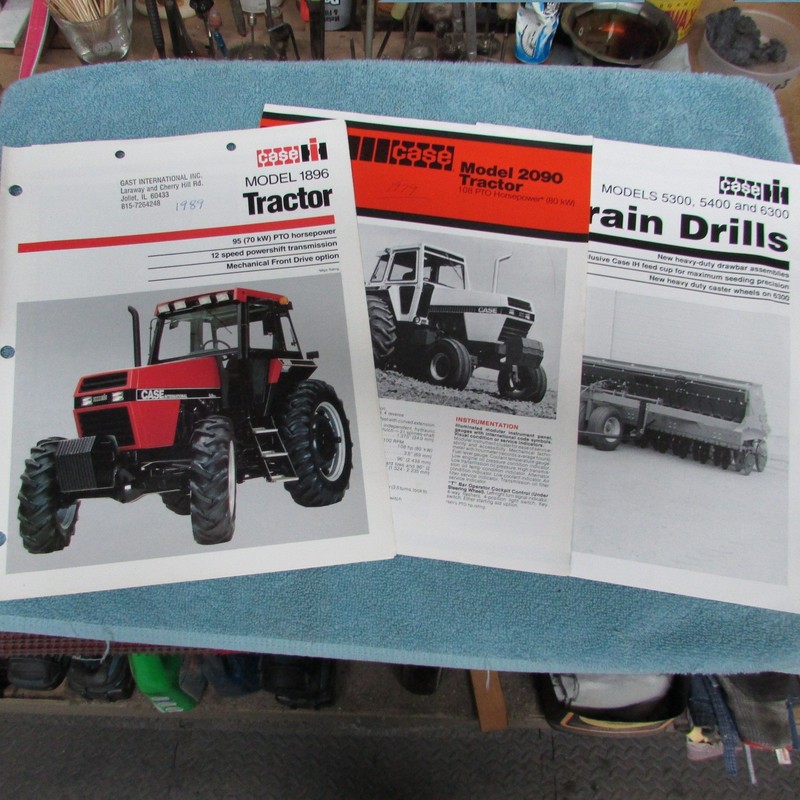 Case Brochure’s (3) 2090 &1896 Tractors Grain Drills 5300, 5400, 6300